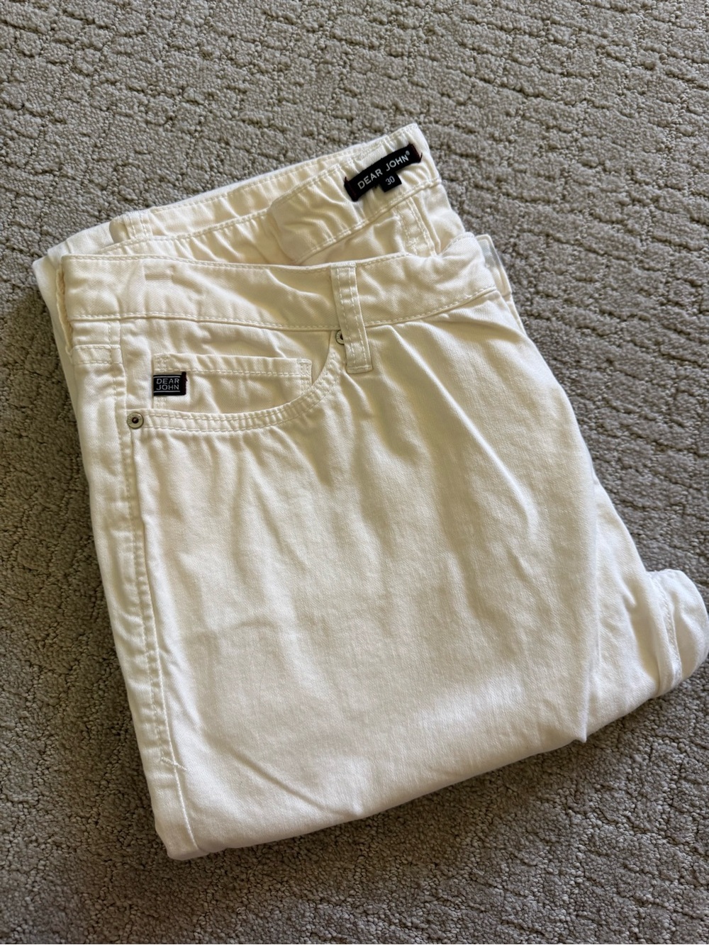 Dear John Women’s Straight Leg Jeans Ecru Size 30 Waist 30” Inseam Minimalist